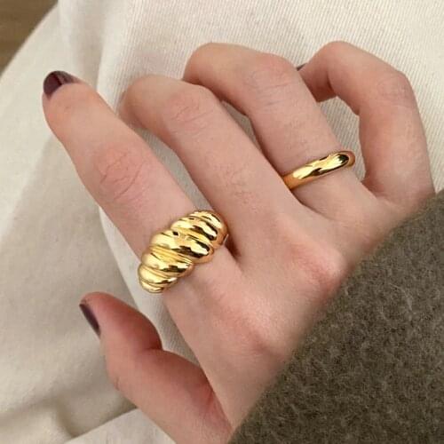 Fashion Korean Punk Metal Twist Rings For Women Girls Adjustable Mid Finger Knuckle Party Jewelry Gifts