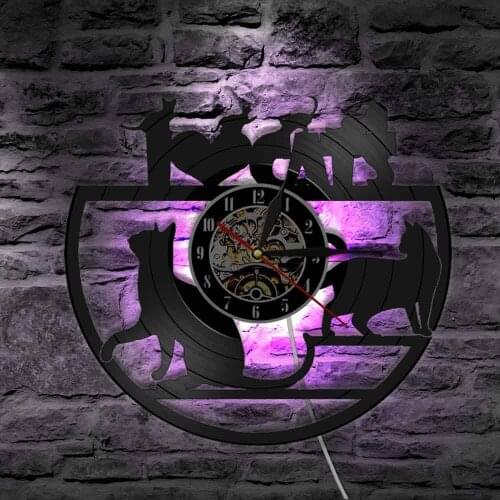 Vintage Kitty Pet Design Wall Clock I Love Cat Vinyl Record Wall Clock Animals Home Decoration Clock Watch Gift For Cat Lovers