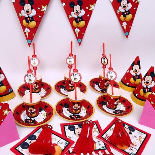 Disney Mickey Mouse theme party disposable tableware childrens party decoration baby shower cups and trays party supplies set