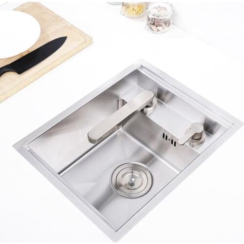 New Cloaking 304 Stainless Steel Handmade kitchen Bar Counter Sink Cover hidden Single Small Size Kitchen Sink