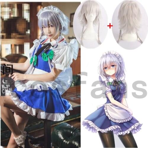 New Anime TouHou Project Izayoi Sakuya Cosplay Costume Apron Maid Dress Outfit Halloween Costumes for Women Custom Any Size