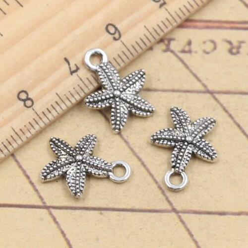 30pcs Charms Marine Starfish 15x12mm Tibetan Silver Color Pendants Antique Jewelry Making DIY Handmade Craft