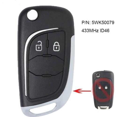 KEYECU Modify 2Button Flip Remote Key Fob 433MHz ID46 for Chevrolet Aveo Cruze Orlando P/N: 5WK50079