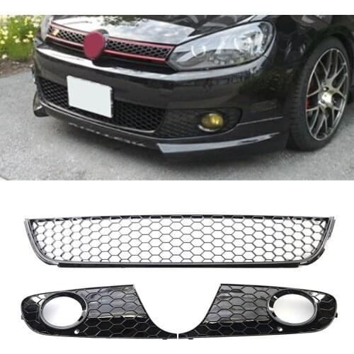 Front Bumper Grille Mesh Grill Fog Light Cover For VW Golf 6 MK6 Non-GTI 2009-13