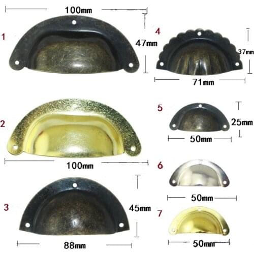 Retro Kitchen Drawer Cabinet Door Flower Handle Furniture Knobs Hardware Cupboard Antique Metal Shell Pull Handles,2Pcs