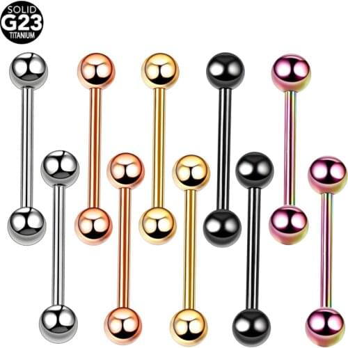1PC G23 Titanium Mixed 5 Colors Tongue Barbell Piercing Nipple Rings Industrial Barbell Earring Piercing Body Jewelry