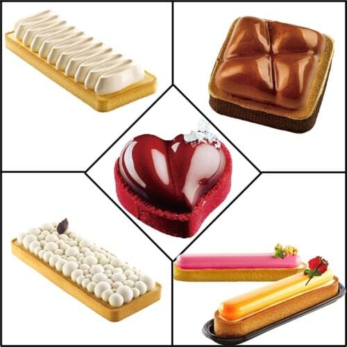 SHENHONG Bakeware Set French Dessert Baking Tools Silicone Cake Molds Stainless Steel Tart Ring DIY Party Pastry Mousse Tray