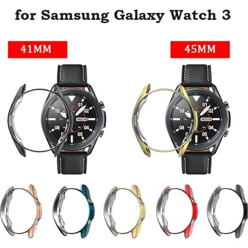 Silicone TPU Watch Case Cover for Samsung Galaxy Watch 3 41/45mm Light Soft Protective Case Screen Protector for galaxy watch 3