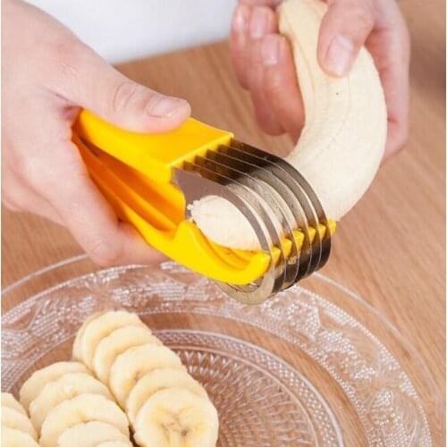 Convenient Fruit slicer Stainless Steel Banana Cutter Fruit Vegetable Sausage Slicer Salad Sundaes Salad making tool