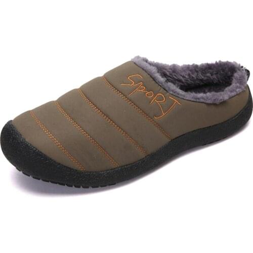 Thick Sole Outdoor Winter Slippers Men Plush Velvet Cotton Indoor Slippers Women Warm Antiskid Bedroom Home Shoes for Snowy Day