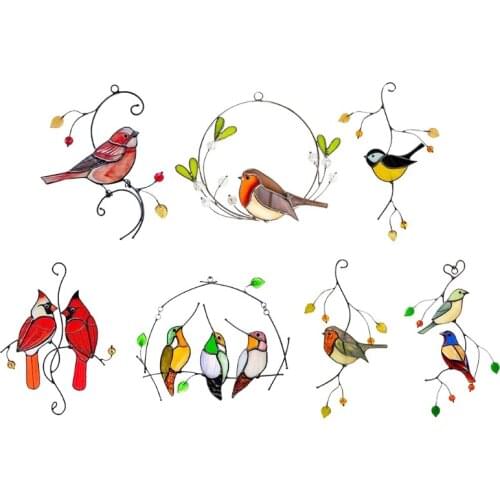 Stained Bird Suncatcher for Window Decoration Wall Door Hanging Pendant Outdoor Garden Ornaments A Lovely Gift for Your Family