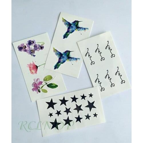 Waterproof Temporary Tattoo Sticker Ink Bird Flower Letter Star Small Art Tatto Flash Tatoo Fake Tattoos For Women Men Kid