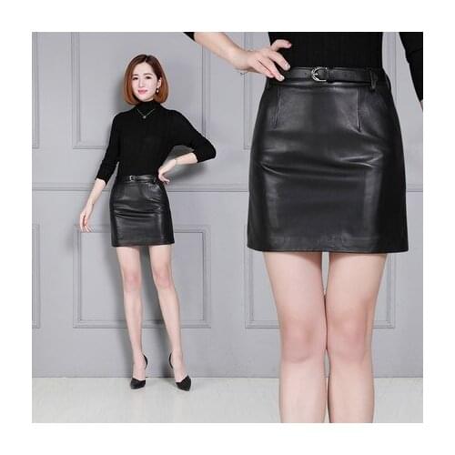 Top brand Fashion Genuine New Sheep Leather Skirt K44 high quality