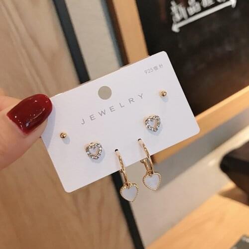 2020 New Arrival Zeojrlly Heart Metal Women Trendy Stud Earrings Korean Small Love Earrings 6 Pieces Set Fashion Jewelry
