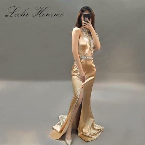 Spring 2020 Prom Party Evening Dresses Stan Vestido De Noiva Sereia Gown Dress Robe De Soiree Sexy Split V-Neck Vestido