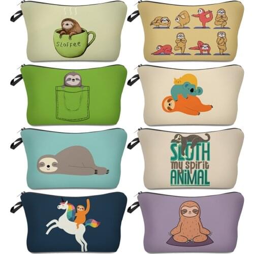 10 New Style Sloth Animal Cosmetic Bags Waterproof Makeup Printing Toilet Custom Travel Multifunctional Zipper Design Totes