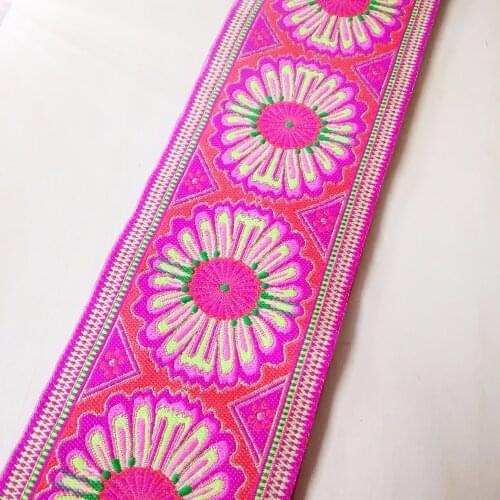 10cm 4' New Beautiful Pink Light Green Flower Octagon Lace Costume Garment Laciness National Jacquard Webbing Embroidered Ribbon