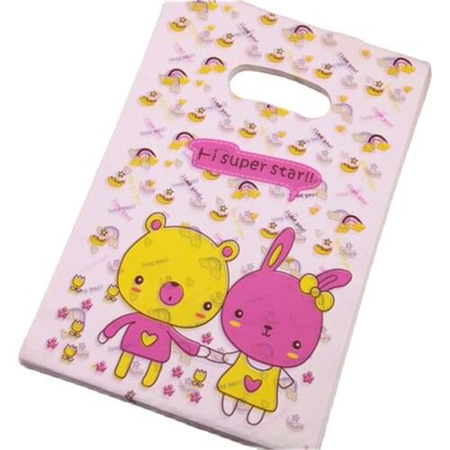 2017 Wholesale 100pcs/lot 20*30cm Fashion Pig Packing Bags Plastic Birthday Gift Bags With Handles Shopping Bags