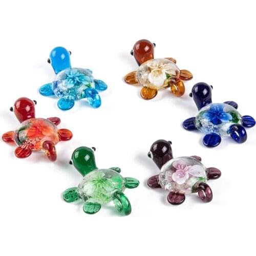 Handmade Lampwork Pendants, Tortoise, Mixed Color, 47x34x15mm, Hole: 5mm; 12pcs/box