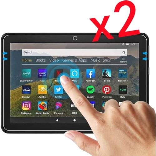 2Pcs Tablet Tempered Glass Screen Protector Cover for Amazon Fire HD 8 10th Gen Anti-Scratch Full Coverage Protective Film