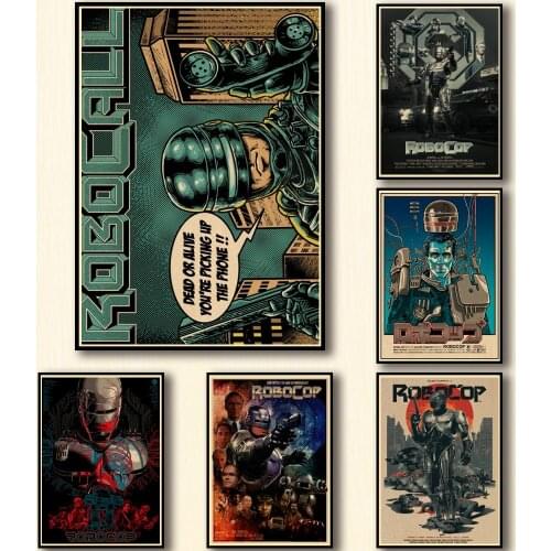 36 Designs Movie Robocop Kraftpaper Poster Artwork Homedecal Fancy Wall Sticker for Coffee House Bar