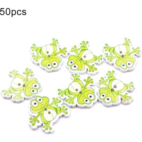 50Pcs Frog Shape 2 Holes Wooden Buttons DIY Clothes Sewing Scrapbooking Decor