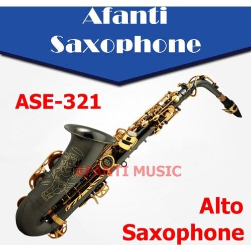 Afanti Music Eb Brass body Black Nickel Gold Alto Saxophone (ASE-321)