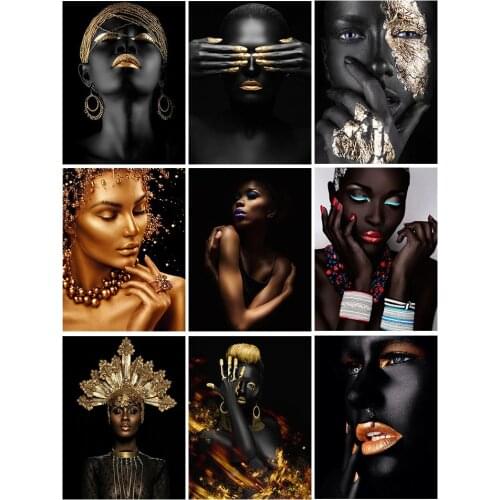 5D DIY Diamond Painting Black White Gold Modern Woman Cross stitch Diamond Embroidery Mosaic Art Picture Rhinestones Home Decor