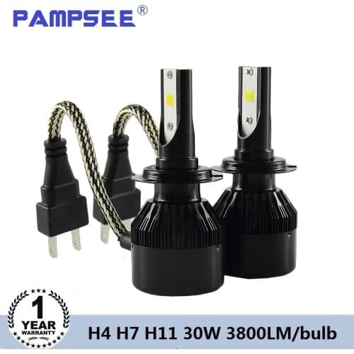 PAMPSEE C6S 2Pcs H4 H7 Led Car Headlight 9005 9006 Fog light H11 9012 Bulb Beam All in one 3800Lm 6000K Automobiles Front Lamp