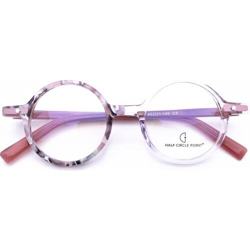 Belight Optical Women Men Acetate Fancy Colorful Contrast Pink Color Star Rivet Design Spectacle Frame Precription Lens HP251