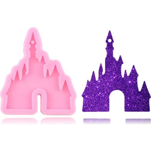 Shiny Glossy Halloween Castle Silicone Mold DIY Craft Keychain Epoxy Resin Molds Handmade Polymer Clay Pendant Jewelry Moulds