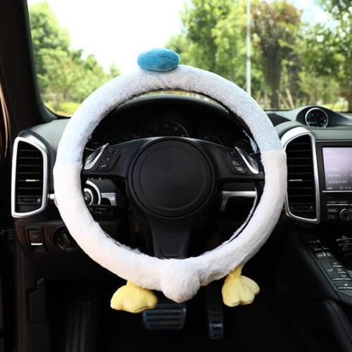 Car Accessories Cartoon Pink blue animal Steering Wheel Cover Natural Rubber Healthy Breathable Universal 38cm For Women Girl