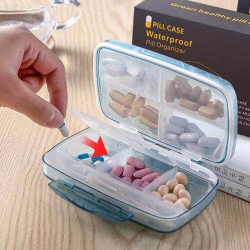 Pillbox Case Drug Divider Large Capacity Medicine Pill Box 8 Grids Pills Dispenser Sealed Storage Pill Box Pill Organizer Tablet