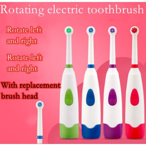 1 Set Electric Toothbrush with 2 Brush Heads Battery Operated Oral Hygiene No Rechargeable Teeth Brush for Children and Adult
