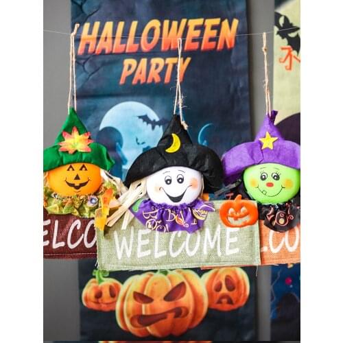 Hallowe'en decorations door plate horror pumpkin props frightening scene atmosphere pendant trickery product creativity