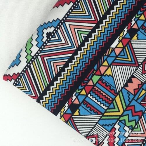 Cotton canvas fabric color stripe folk style activity printing cotton cloth sofa pillow cloth wholesale