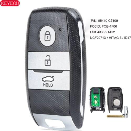 KEYECU Keyless Go Smart Remote Car Key Fob FSK 433MHz ID47 For KIA Sorento 2015 2016 2017 P/N: 95440-C5100 FCCID: FOB-4F06