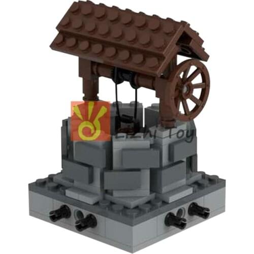MOC 33504 Rural Retro Water Well City Street View Water Drawing Module Building Block Bricks Toys for Children Gift