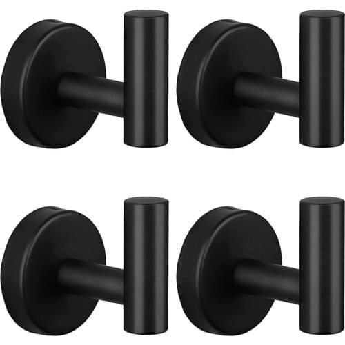 Bathroom Black Towel Hooks Stainless Steel Wall Mounted Cabinet Towel Coat Clothes Hooks for Kitchen Bathroom