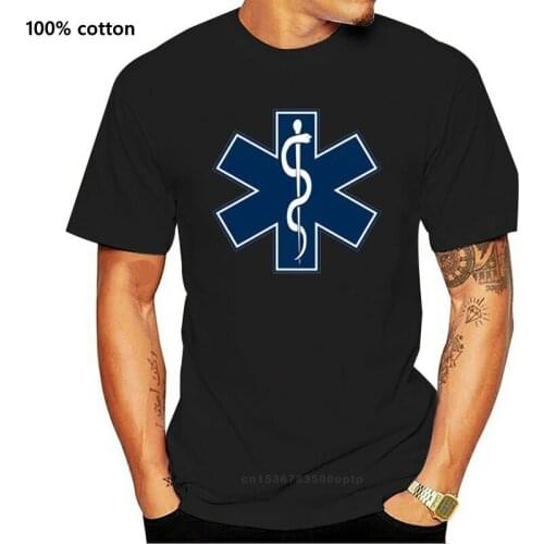 100% Cotton O-neck Custom Printed Men T shirt Paramedic EMT EMS Star of Life Women T-Shirt