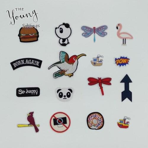 Fashion Mixture Kids cartoon Patches Stripes Hot melt adhesive Applique Embroidery Badge Patches DIY Sewing Clothing Accessories