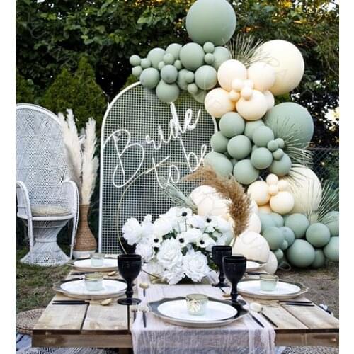 Low Price Hot Sale Baby Showe Garland Arch Retro Green Teeth White Gold Latex Air Balloons Pack for Birthday Party Decor Supplie