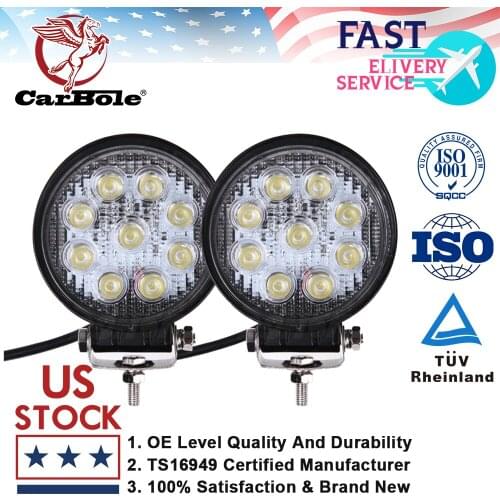 2pcs 100% Brand New 27w 6000K Round EPISTAR LED Work Light Bar Flood Boat Tractor Truck Offroad Fog SUV ATV