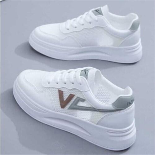 New womens sneakers fashionable mesh stitching breathable lace-up thick-soled lightweight and comfortable casual shoes women