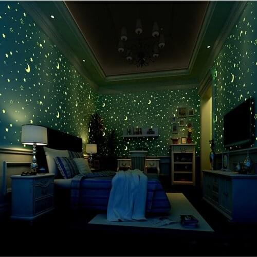 Wallpapers Youman 3D Luminous Roll Stars And The Moon Boys And Girls Childrens Room Bedroom Ceiling Fluorescent Wallpaper Home