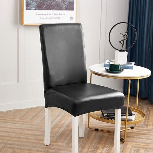 Solid Color PU Leather Waterproof Chair Cover Dining Chair Office Hotel Dustproof Chair Cover Wedding Banquet Decor Chair Case