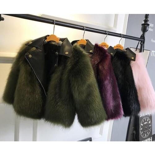 Girl Artificial Imitation Fur Coat of Fox Fur High Quality autumn jackets for girls casual clothes baby wool thick coat warm