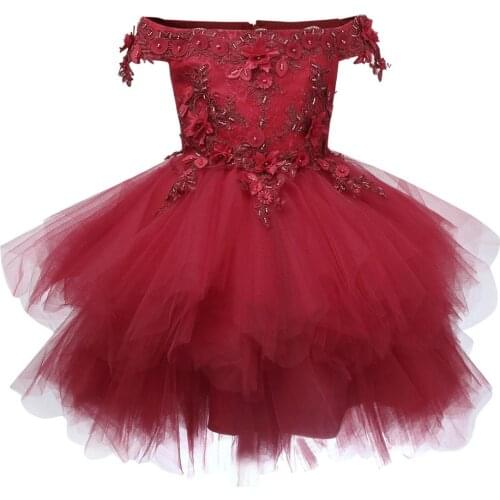 Newborn Baby Girl 1 Year Birthday Dress Red lace Tulle Toddler Girl Christening Dress Infant Princess Party Tutu Gown Costume