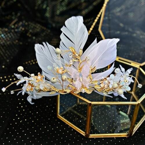 Feather Headband Bridal Crown Super Fairy Headband Wedding Accessories Birthday Performance Headdress