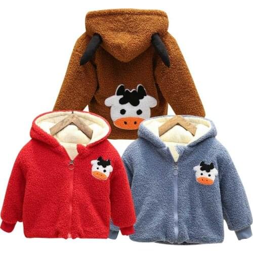 Girls Winter New Baby Padded Jacket Kids Fashion Lamb Velvet Outerwear Children Casual Clothes Infant Boy Cartoon Cotton Coat
